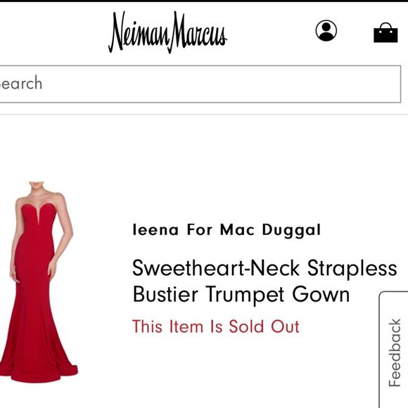 NWT Ieena For Mac Duggal Sweetheart-Neck Strapless Bustier Trumpet red Gown - Picture 3 of 8
